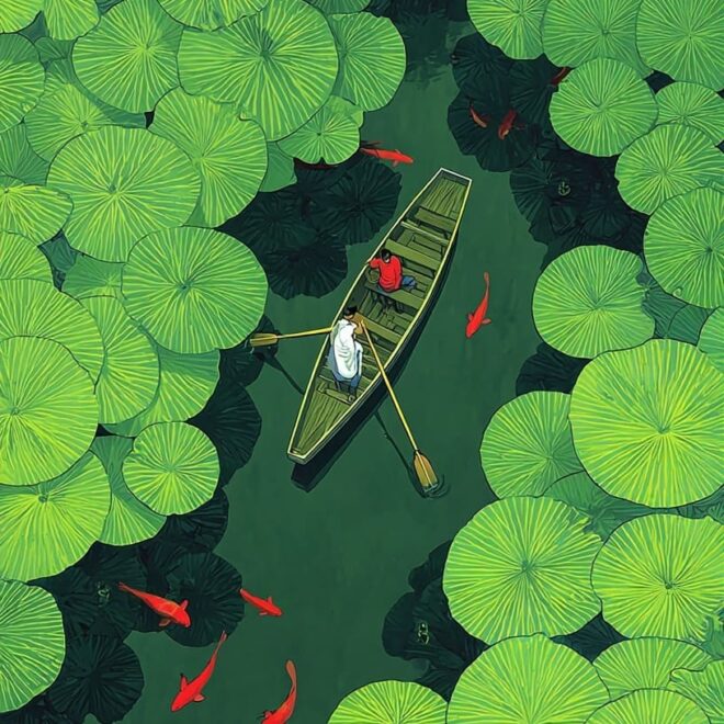 Overgrown lake from above