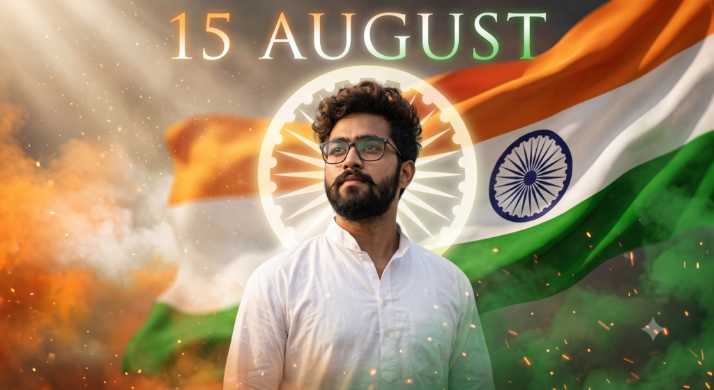 15 august with white kurta-pajama