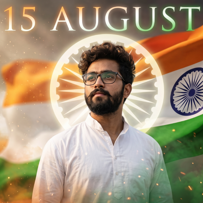 15 august with white kurta-pajama