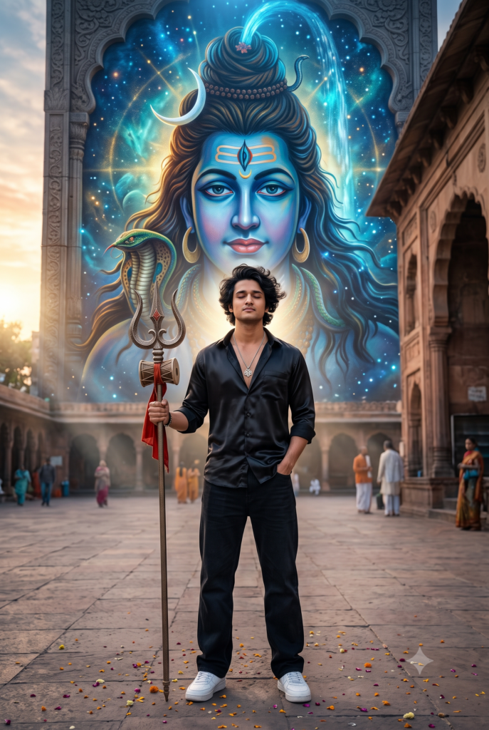 Standing with Lord Shiva mural