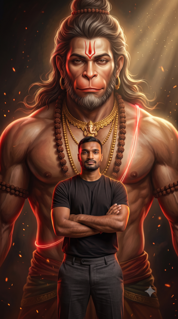 With Powerful Lord Hanuman