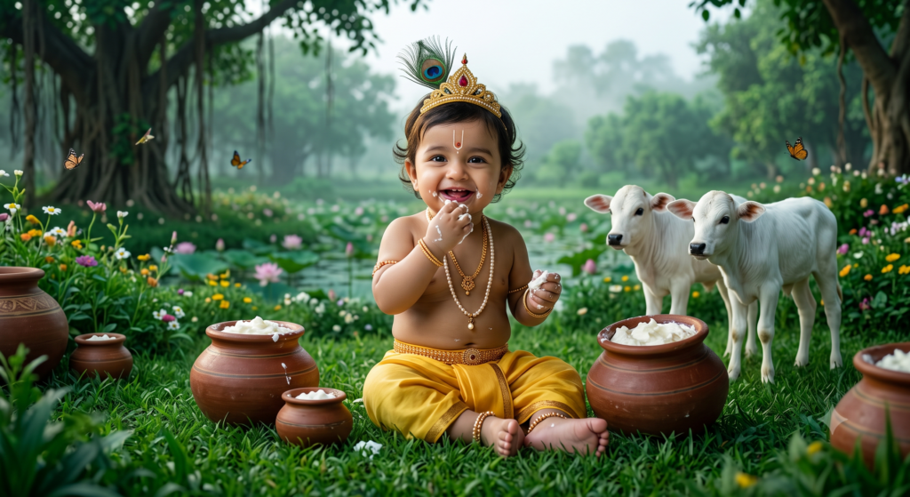Cow With Krishna Ai Photo