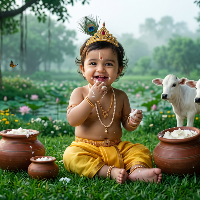 Cow With Krishna Ai Photo