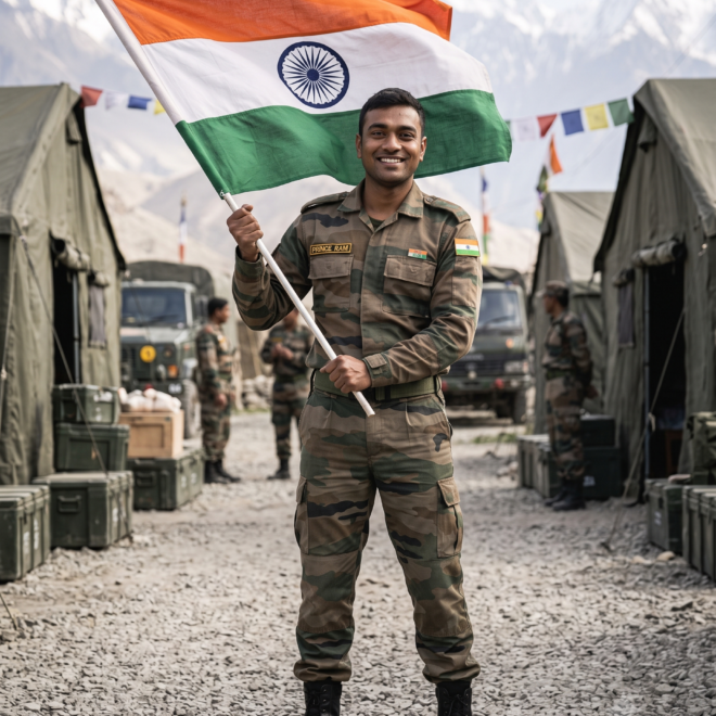 waving the Indian flag