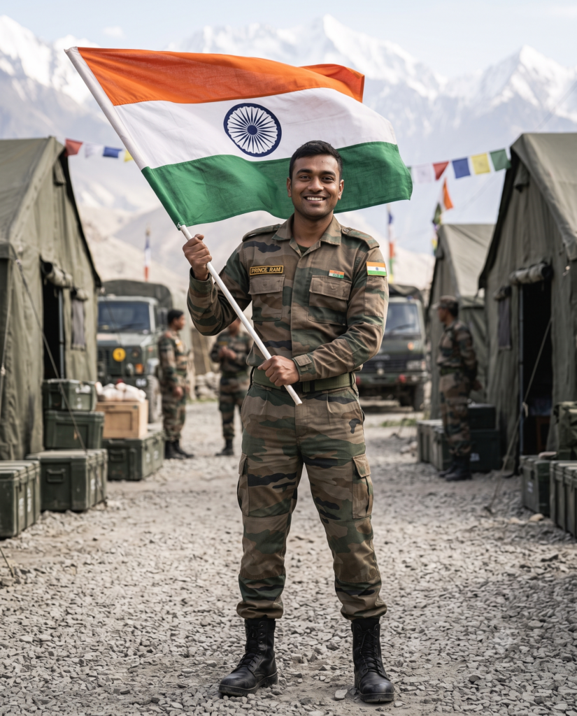 waving the Indian flag