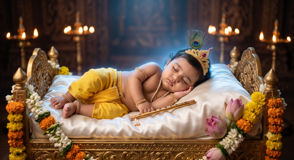 Baby Krishna Sleeping Ai Prompt