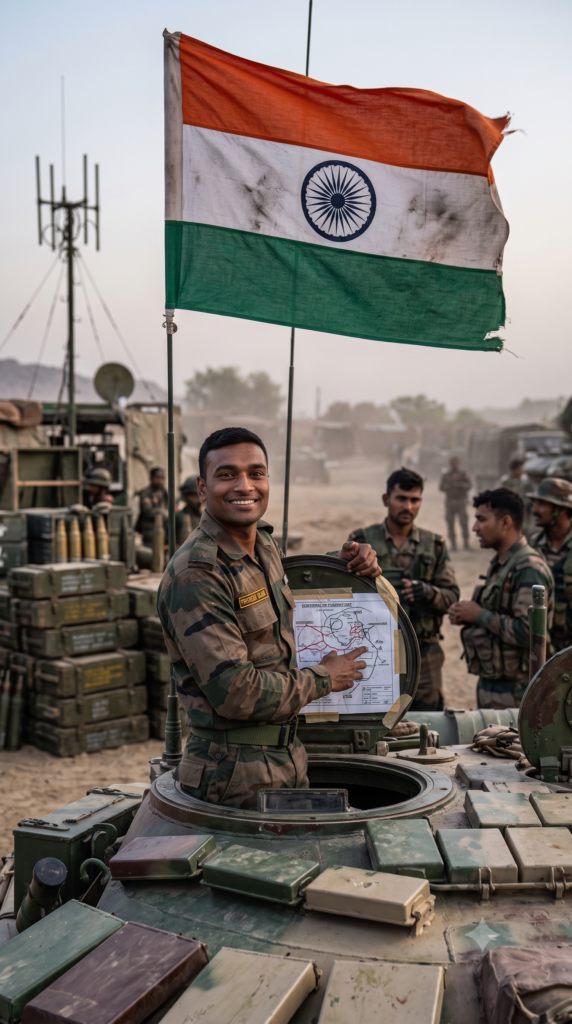 Indian soldier stand with Rifle