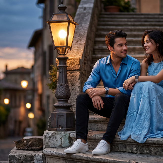Couple sitting together