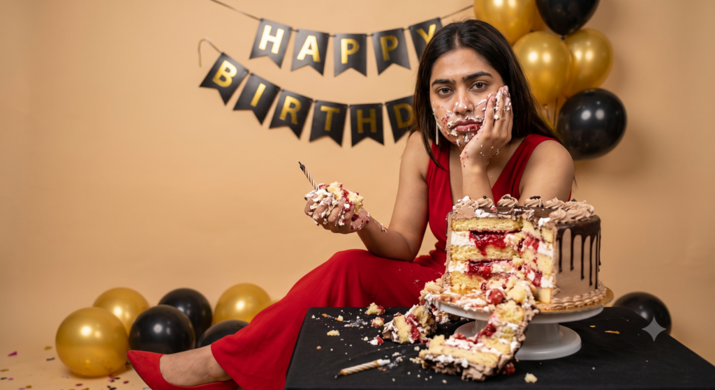 birthday cake cutting moment