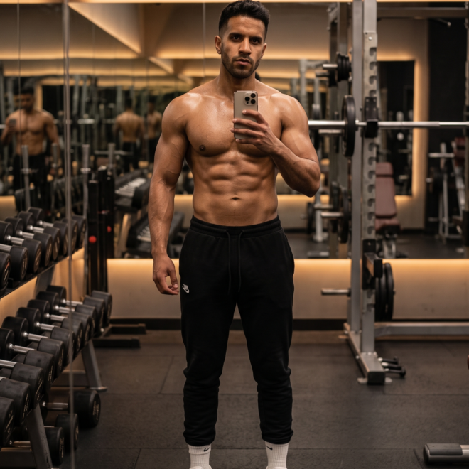GYM boy mirror selfie