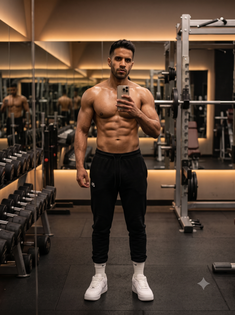 GYM boy mirror selfie