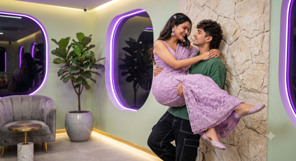Romantic love lift pose